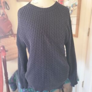 Grayers navy blue knit crewneck sweater cotton blend size large
